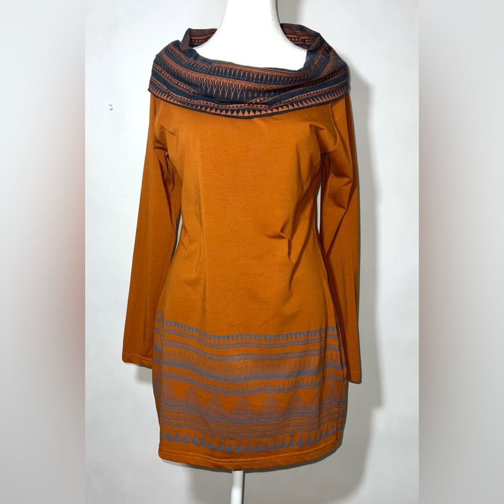 Leopards & Roses Woman Art-to-Wear Artsy Organic Tunic Top Y2K Cowl‎ Neck Size S